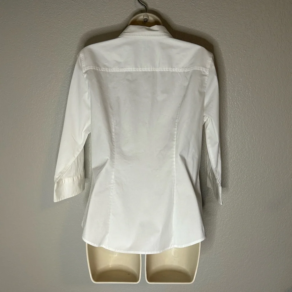J. Crew white 3/4 sleeve shirt with front buttons size Petite Large - Picture 2 of 6